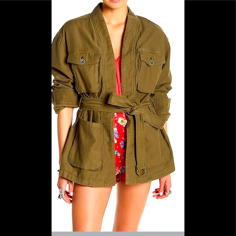 Free people belted wrapped military jacket